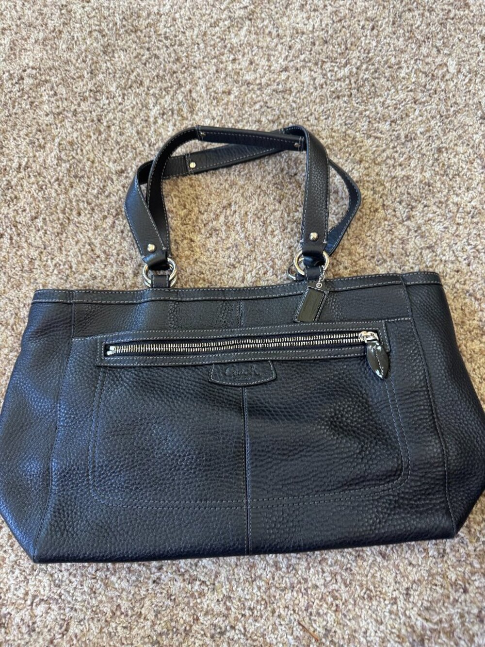 Coach Like New Black Penelope Pebbled Leather Shopper Tote Style F14684